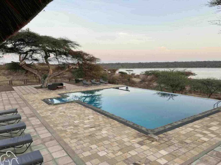 Accommodatie lodge Serengeti Tanzania. Infinity pool met uitzicht over Lake Masek