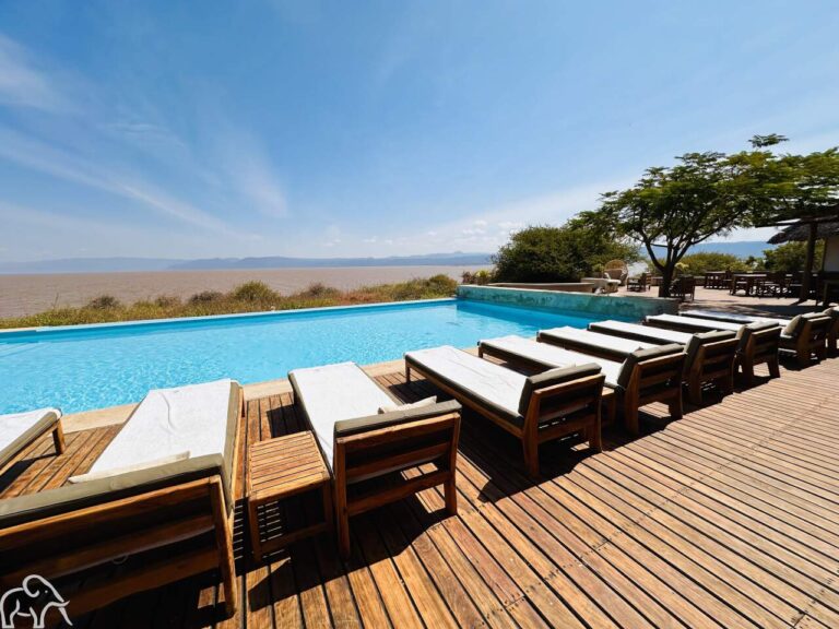 zwembad bij manyara secrets met uitzicht over lake manyara