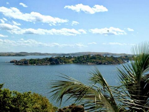 uitzicht op een eilandje in Lake victoria