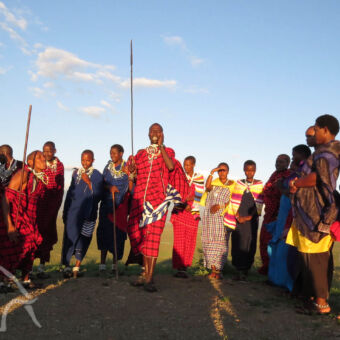 bezoek aan dansende en zingende masai met speren en felgekleurde kleding