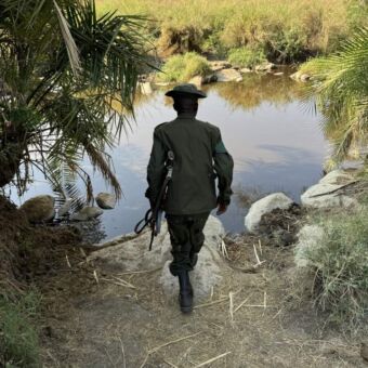 op wandelsafari met een ranger bij de rivier