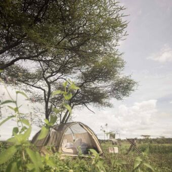 Tent die gebruikt wordt voor wandelsafari's